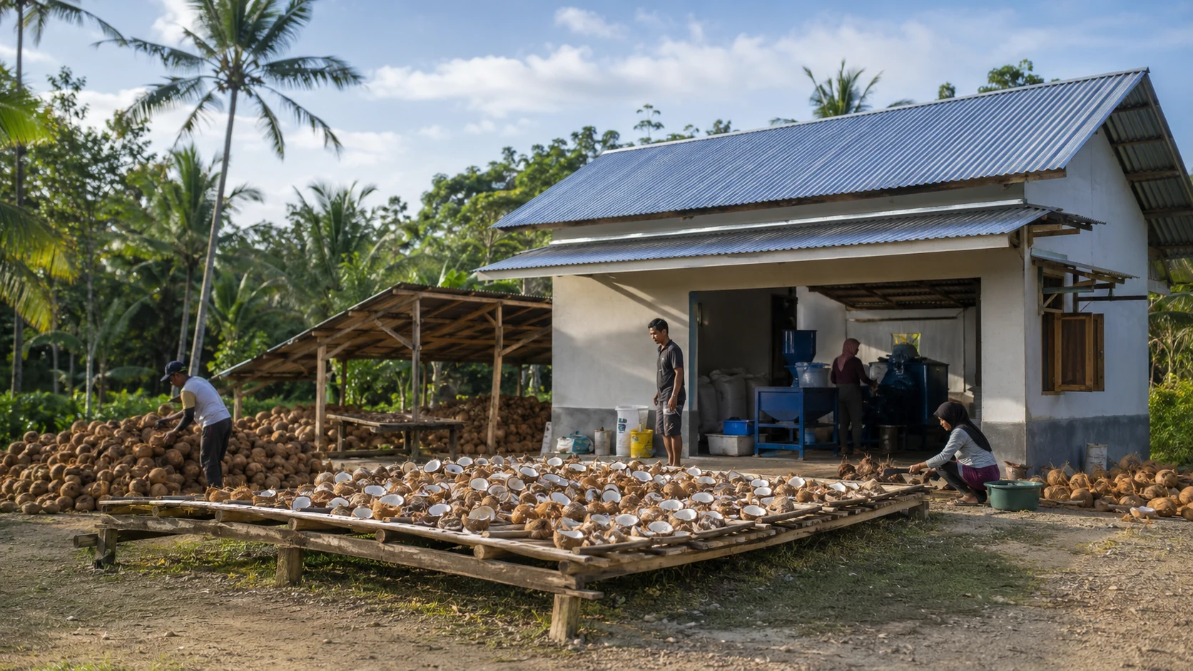 Nias Utara coconut production house and local processing activity