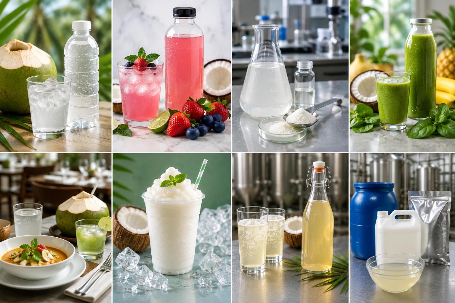 Representative coconut-water beverage, food-service and ingredient applications