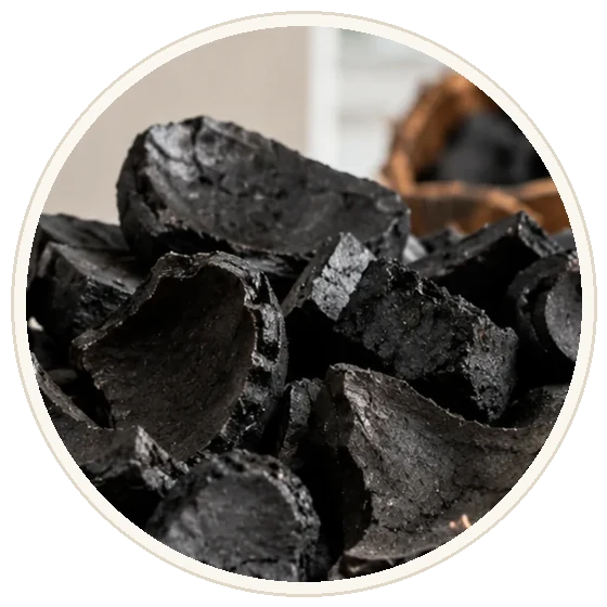 Coconut shell charcoal pieces