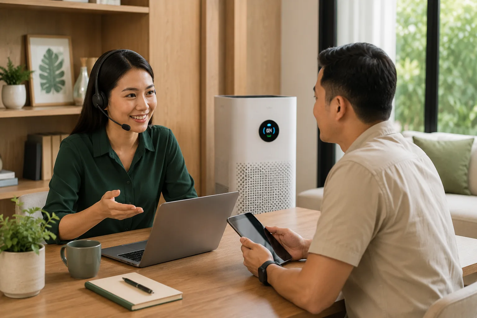 Local support representative assisting a customer